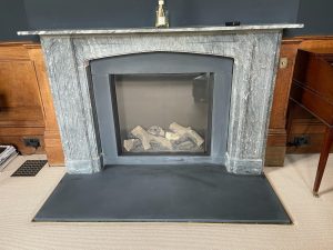 Slate slips around fireplace